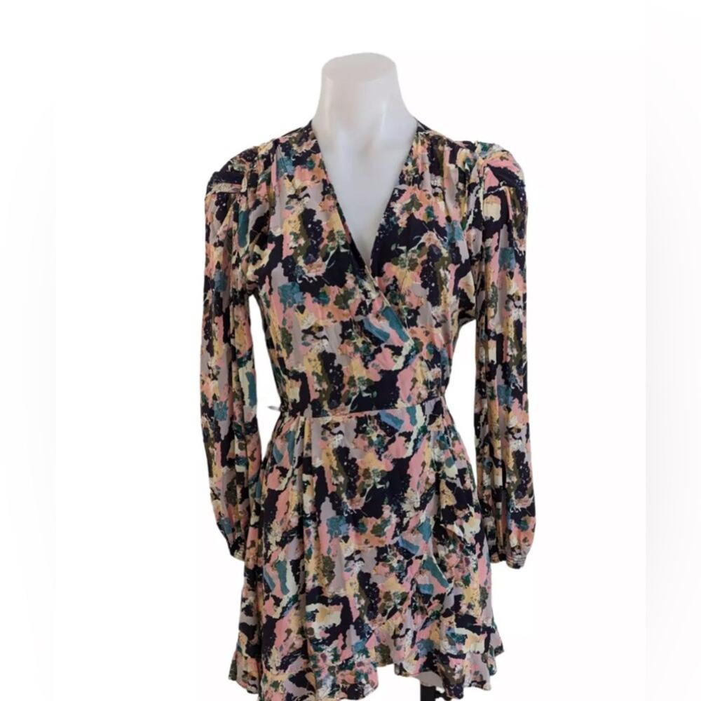 IRO Size EU 44 Medium Bloomy Mini Wrap Dress Pink Floral Cottagecore Boho M1